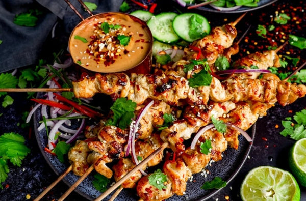 Thai Peanut Chicken Skewers